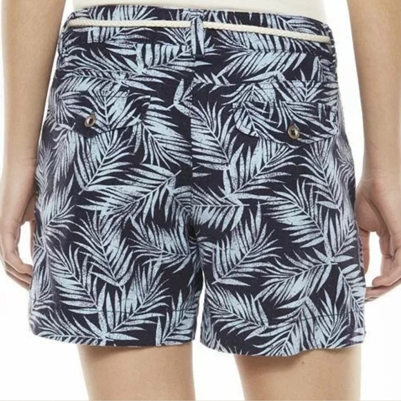 Sonoma blue palm print linen blens shorts Sz. 8 - Picture 2 of 7